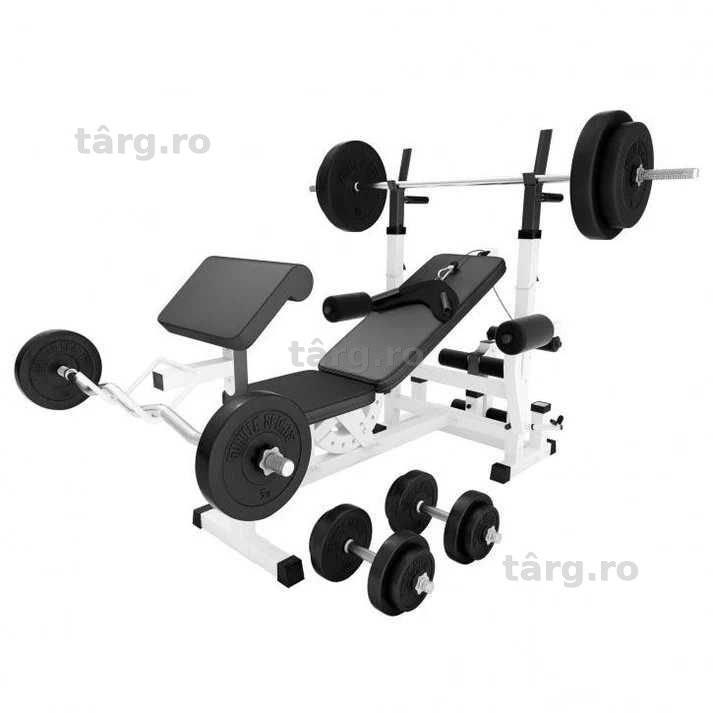 Aparat multifuncțional de fitness cu set de 100 de kg