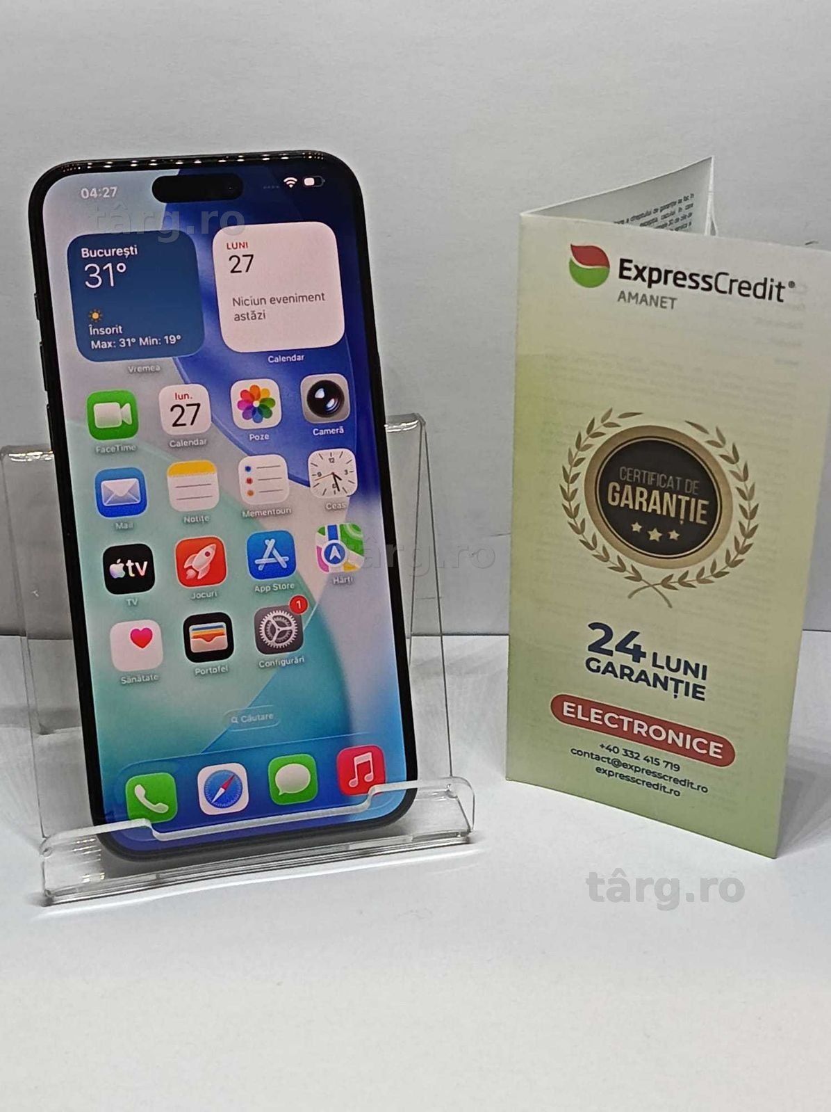 Iphone 15 PRO MAX 256Gb Sanatate baterie: 88% (Ag4 Dacia B.52508) Garantie 2 ani