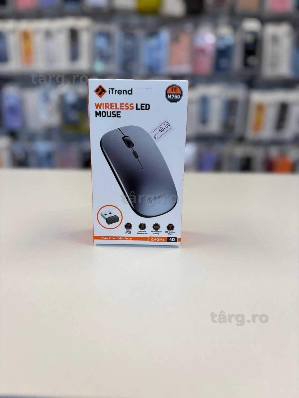 Mouse wireless led,cu acumulator reincarcabil – plug & play
