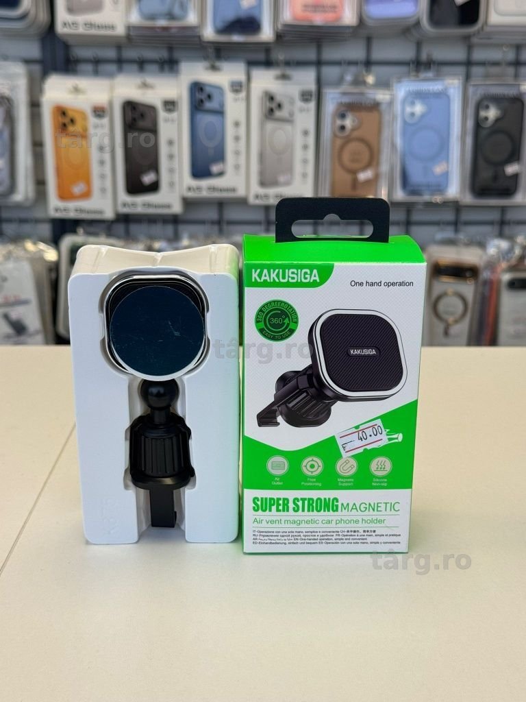 Suport Auto Magnetic Puternic, Montaj Grila Ventilatie, Culoare Negru