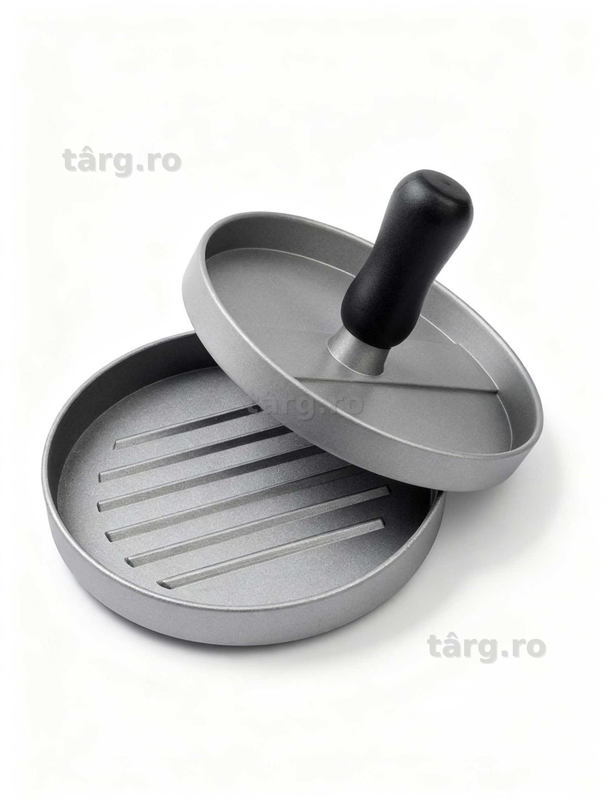 Presa hamburger aluminiu 11 x 8 cm forma burgeri cu maner ergonomic
