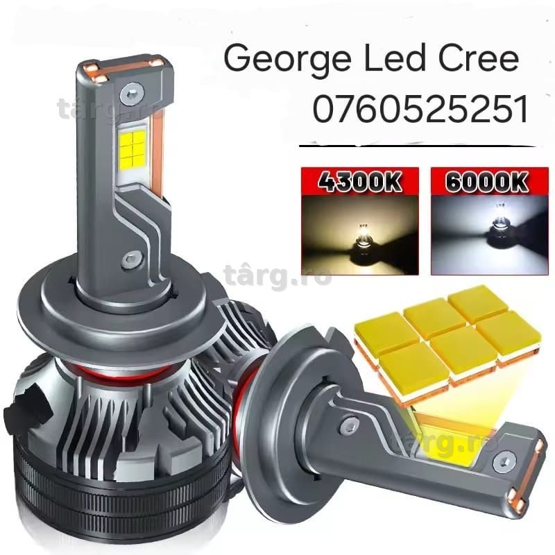 Două Becuri Led 15000Lm/100W/6000K(H1,H4,H7,H11,H12,HB3,Hb4-Canbus