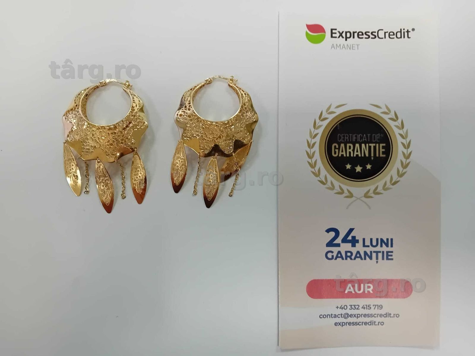 (Ag33) Cercei Aur 14K/Garantie 2 ani 2