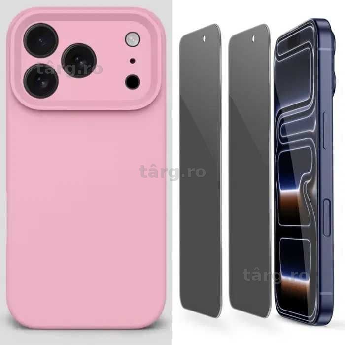 Husa Silicon ( diverse culori ) si Folie Sticla Privacy iPhone 12 Pro 6