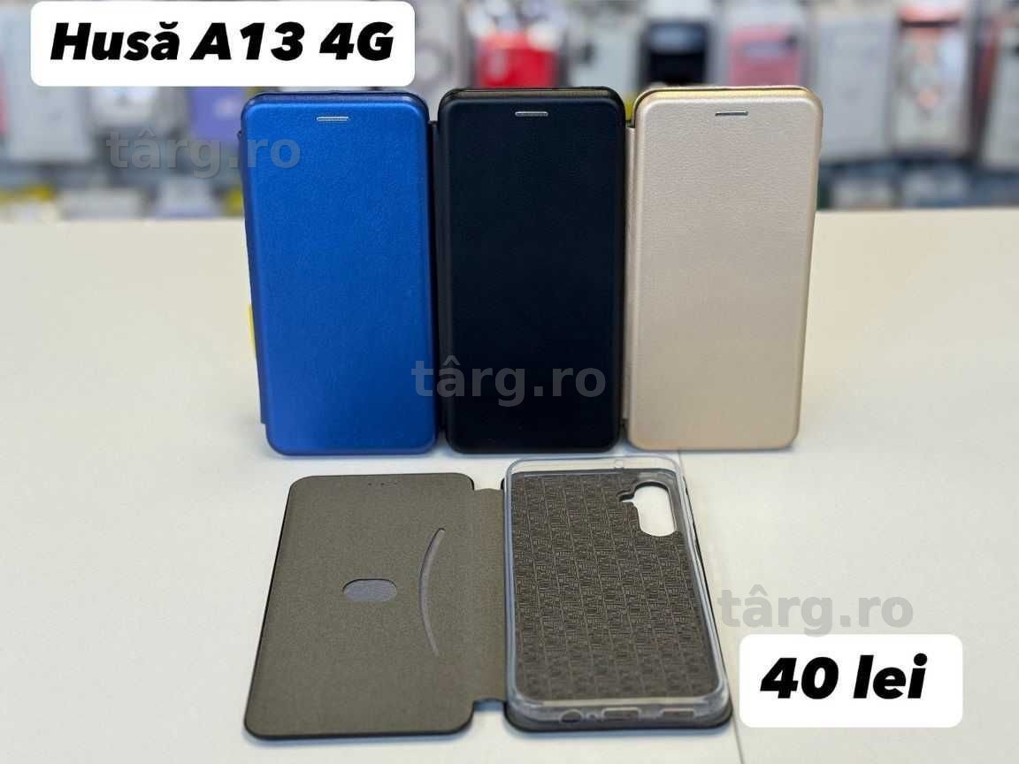 Husa piele ecologica tip carte, folie, cablu, incarcator Samsung A13 2