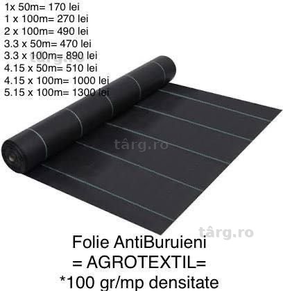 FOLIE MULCIRE=AGROTEXTIL, AntiBuruieni, Garanție=Aditivată UV,Calitate