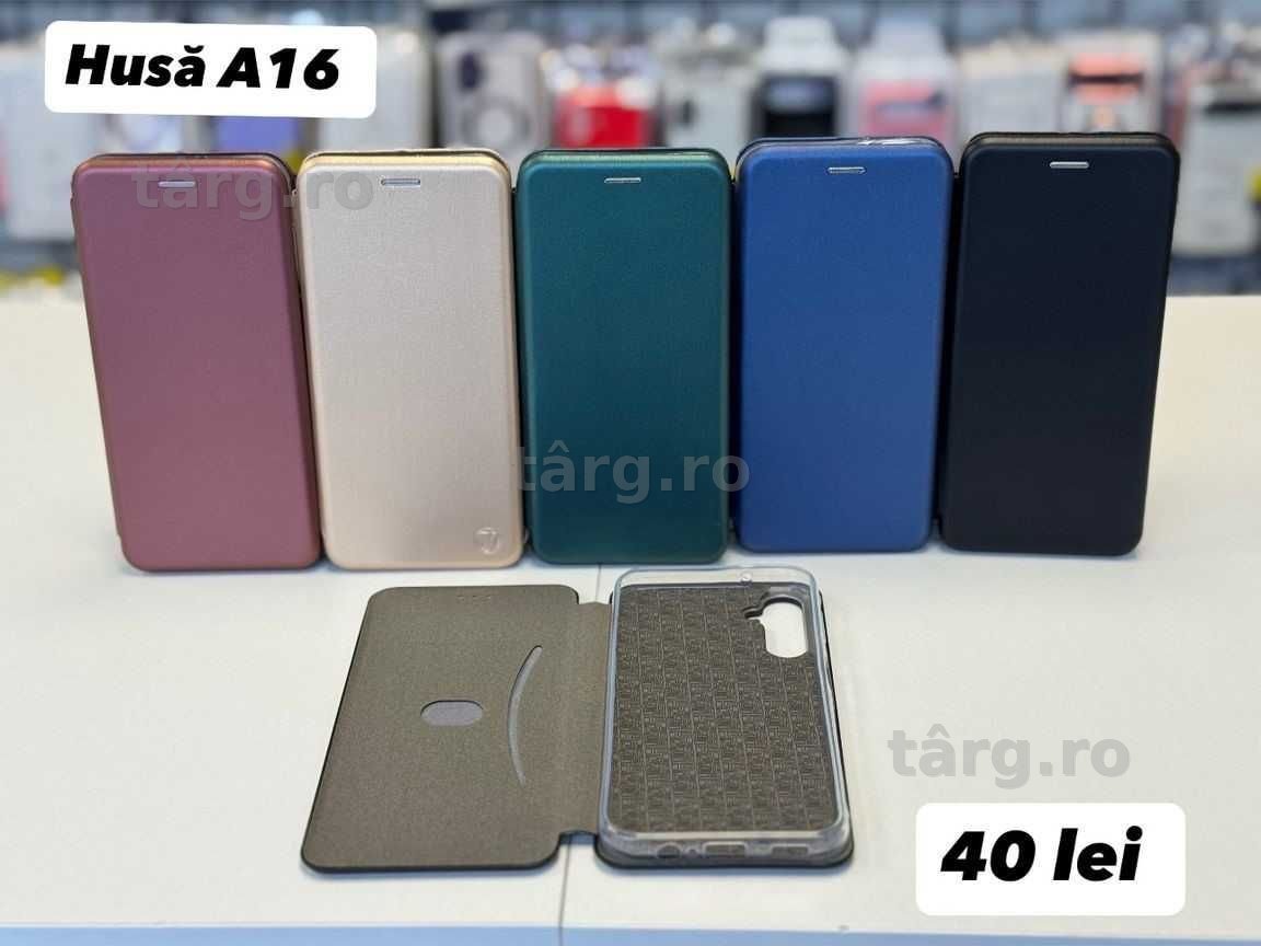 Husa piele ecologica tip carte, folie, cablu, incarcator pentru Samsung A16 2