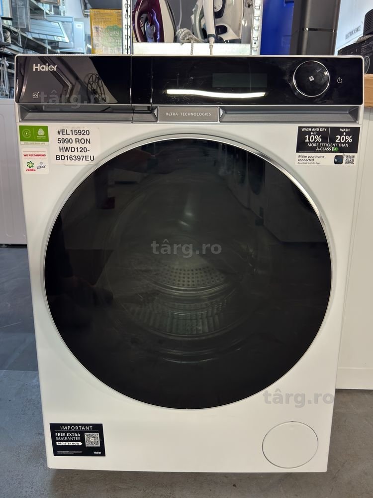 Mașină de spălat 12 kg cu uscător cu pompa de caldura integrat Haier HWD120-BD16397EU