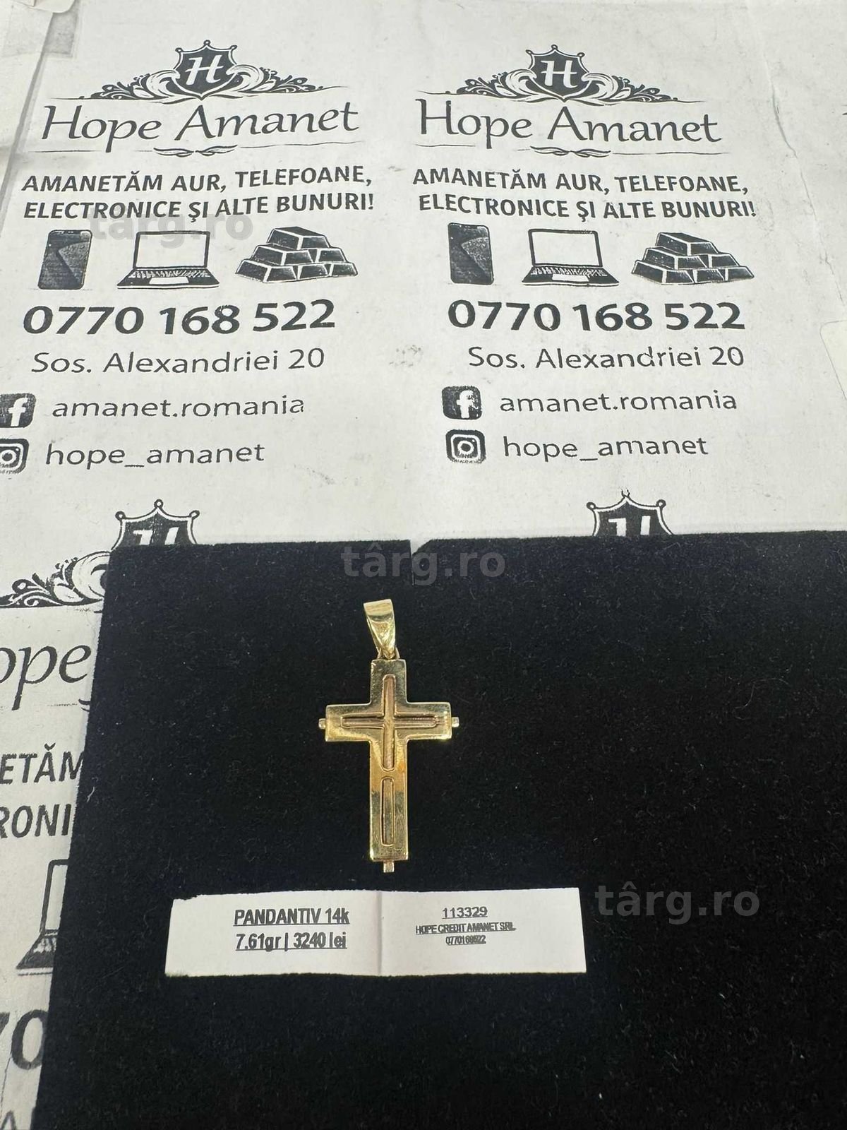 Hope Amanet P1/Cruce din aur 14k/COD-113329 2