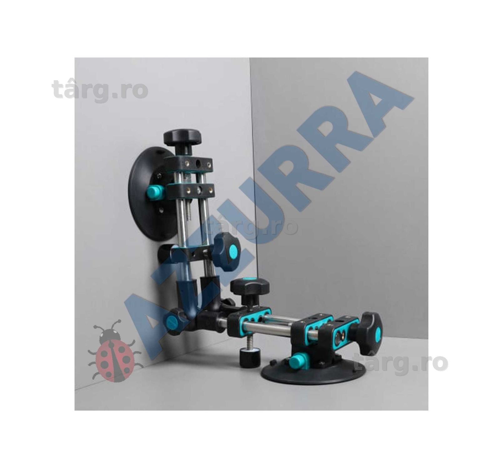 Sistem de fixare si ajustare multi-unghi, cu 2 ventuze cu vacuum