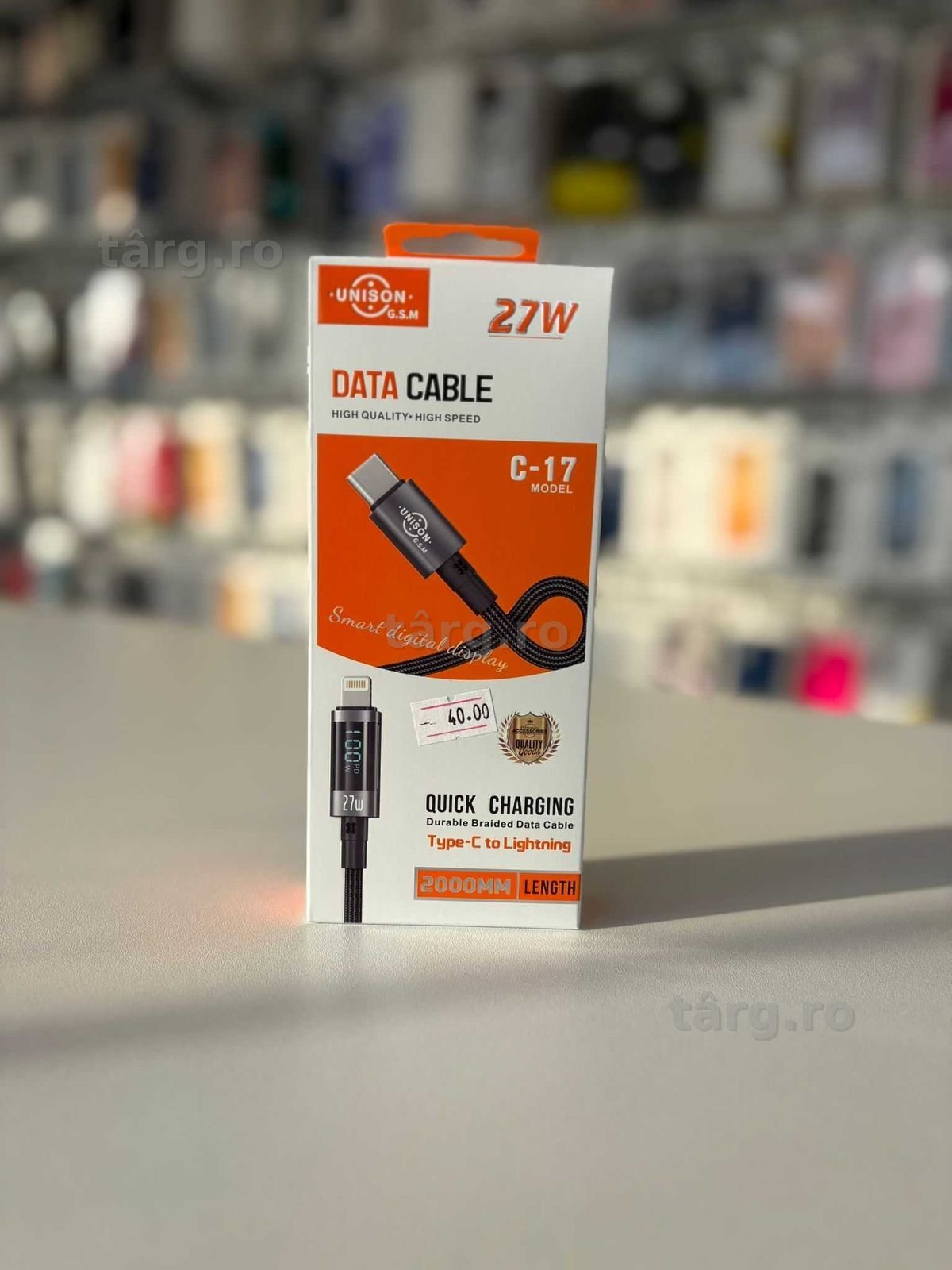 Cablu Tip C - Lightning Fast Charge, cu Afisare putere pentru iPhone