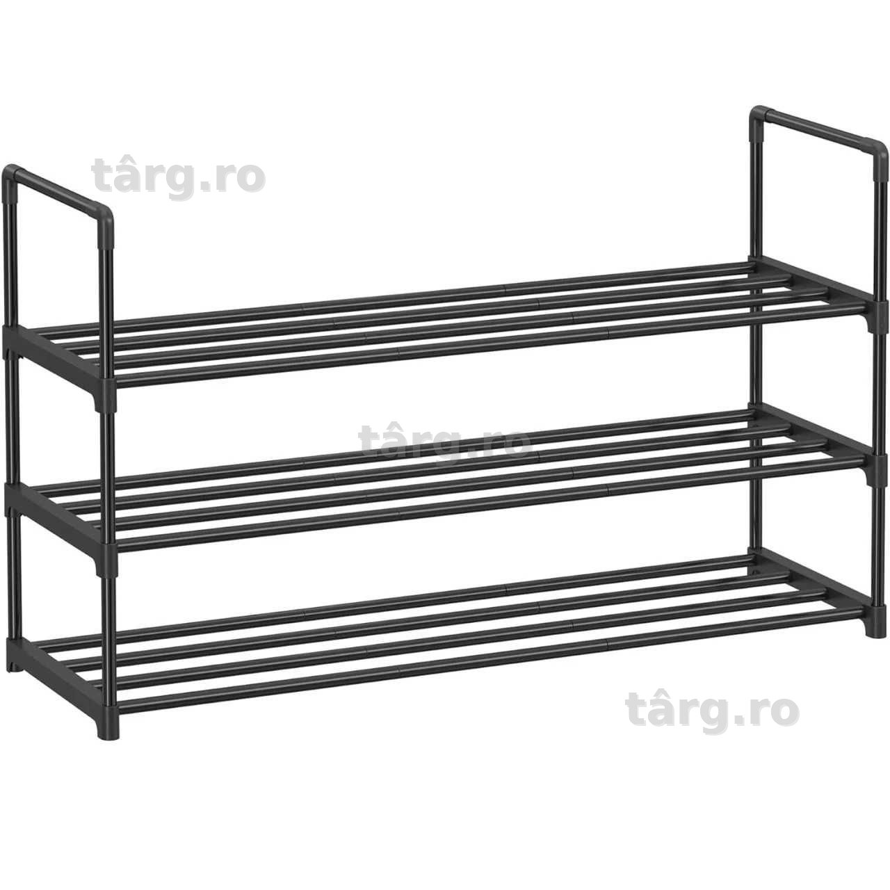 Suport pentru pantofi metalic cu 3 nivele, SONGMICS, 12-15 perechi, 54 × 92 × 30 cm, negru