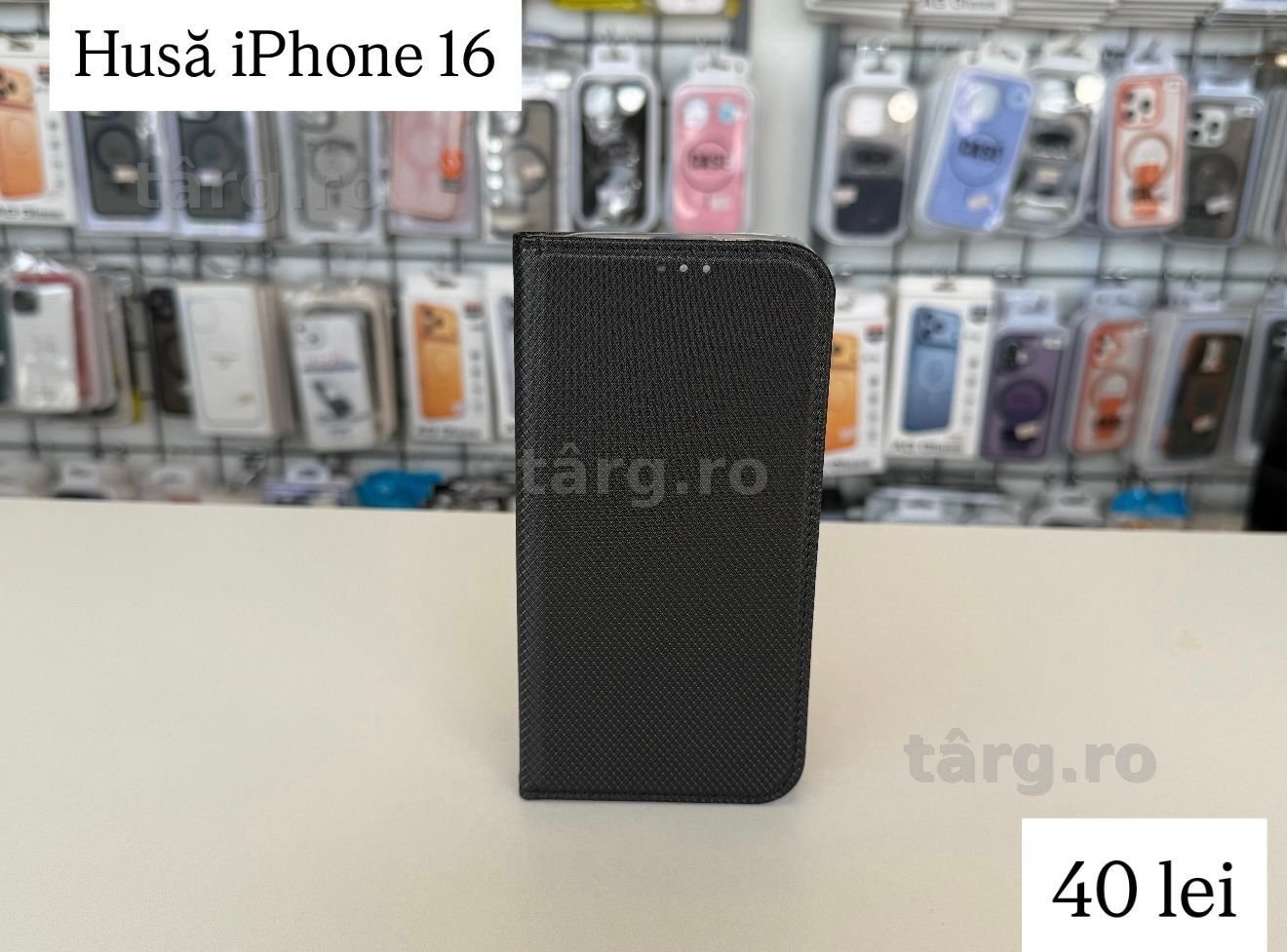 Husa tip carte - piele ecologica - iPhone 16