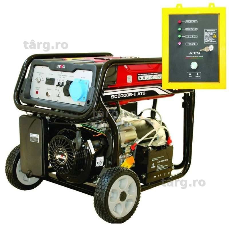 Generator de curent SENCI SC8000-ATS TOP putere maxima 7 kW 230V pornire electrica motor benzina ATS inclus