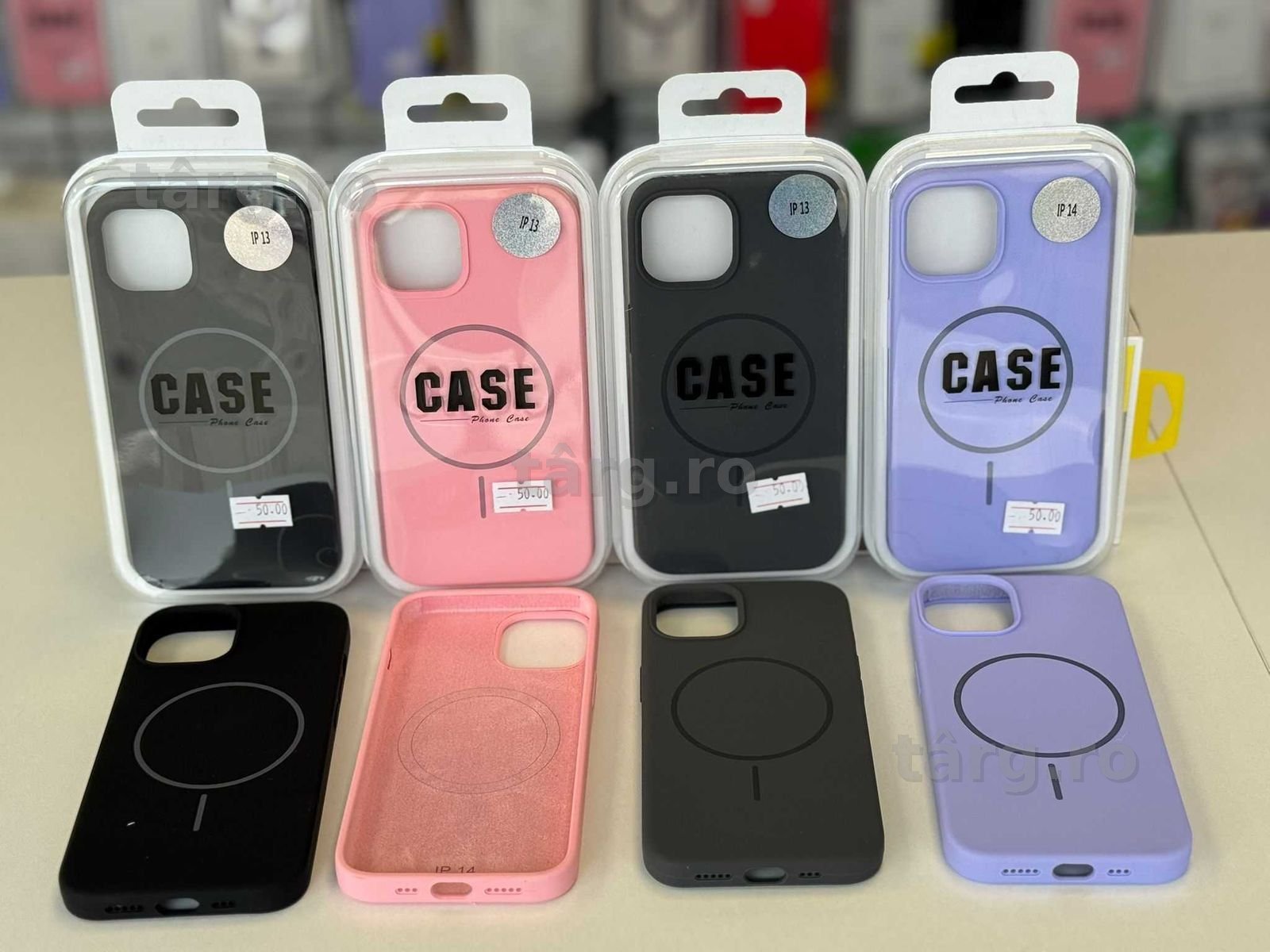Husa silicon cu MagSafe interior alcantara, folie, cablu, incarcator iPhone 13/14 2