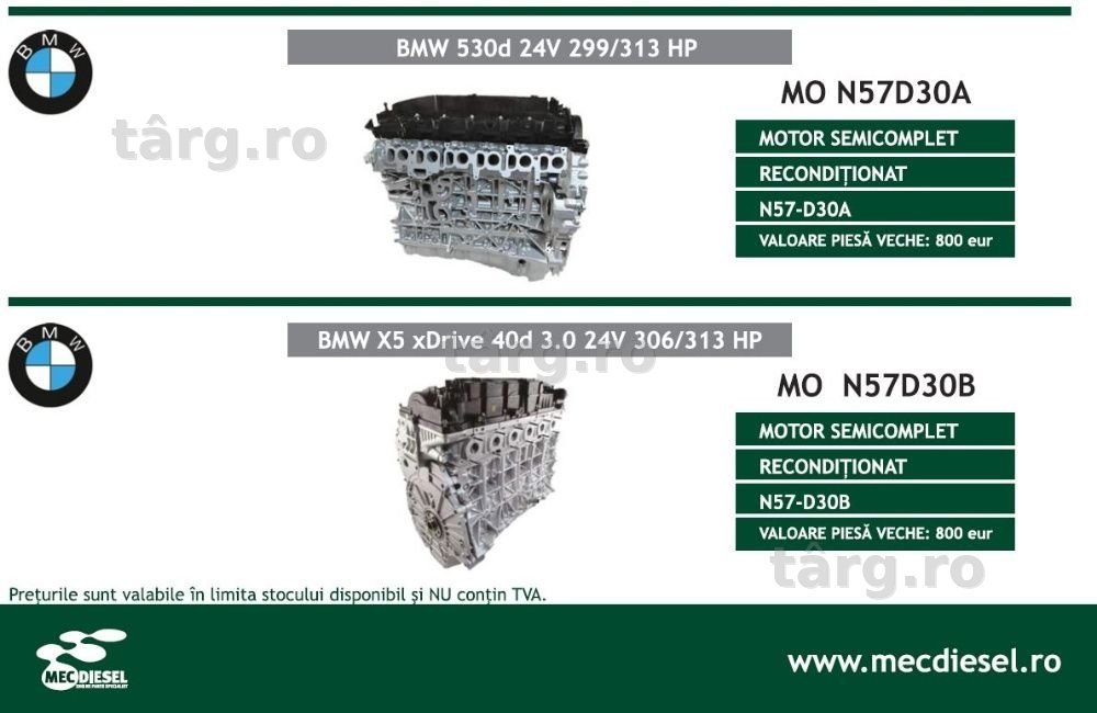 motor bmw 320 520 x5 3.0 40d xdrive 16v 24v semicomplet N47 n46 n43 3