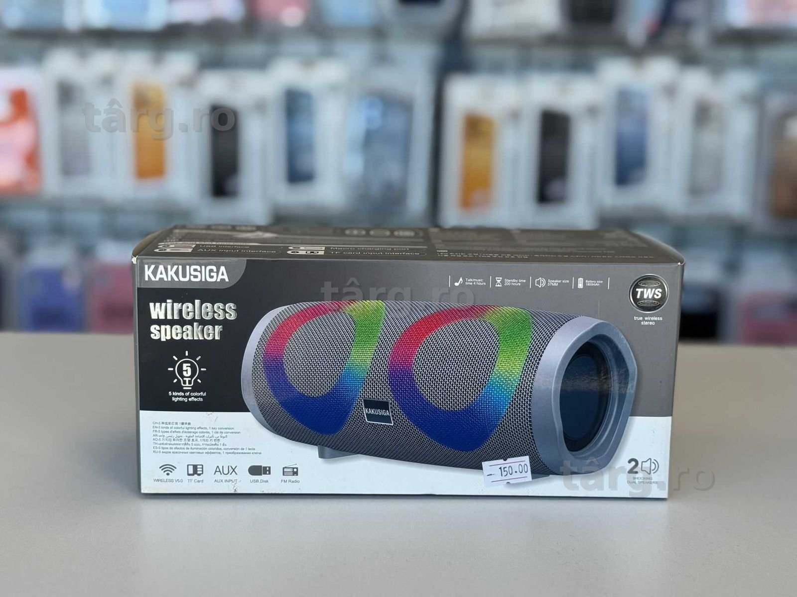 Boxa Portabila, Baterie 1800mAh, BT 5.0, Lumini RGB, Autonomie 4 Ore,
