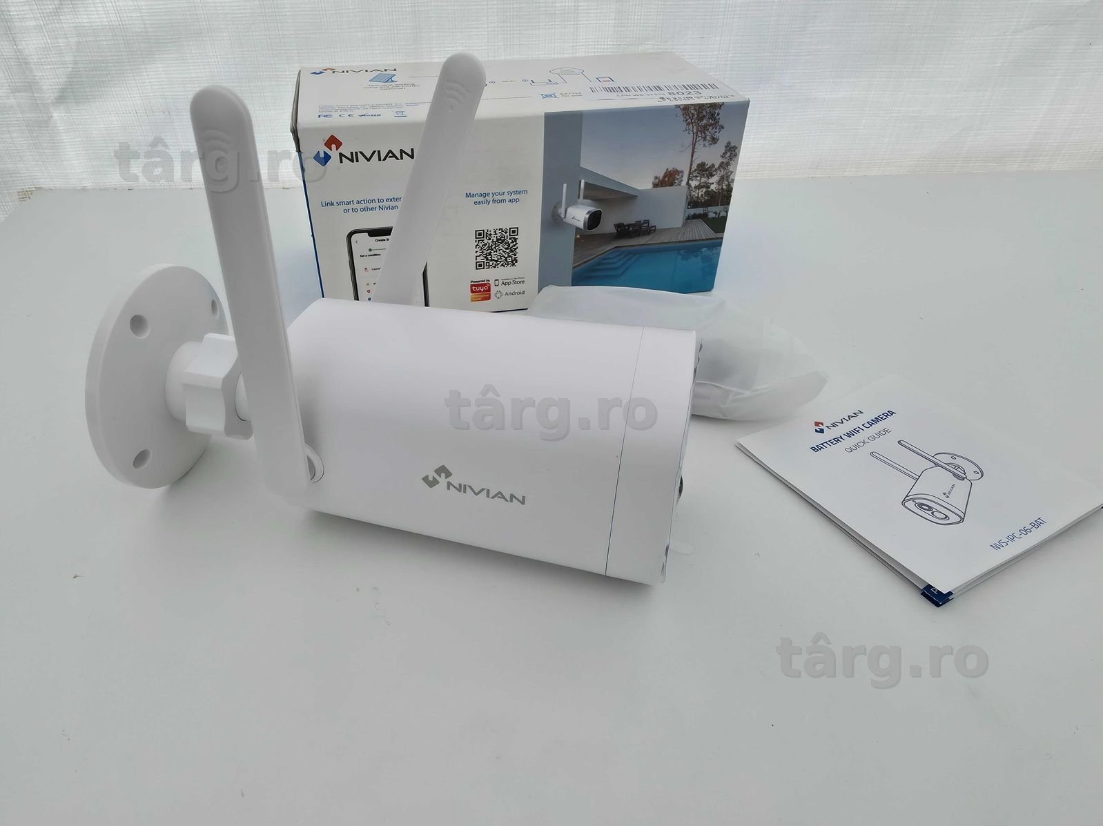NIVIAN NVS IPC 06 BAT Cameră Wi-Fi de exterior 1080p cu inteligență artificială, cu baterie 10.400 mAh 2