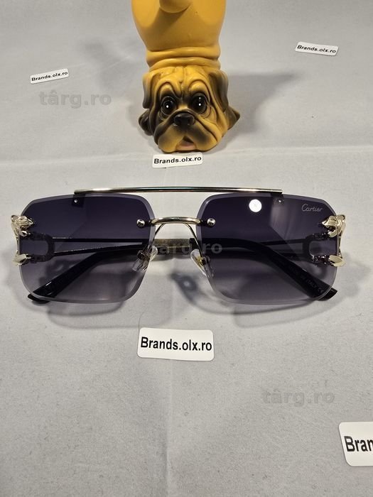 Set Ochelari de soare Cartier, Gold Frame, Black Lenses, 8809
