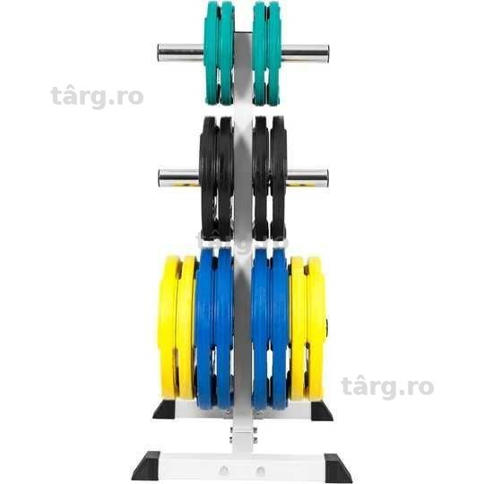 *Suport discuri olimpice cu 3 bare 50/51 mm Negru/Alb