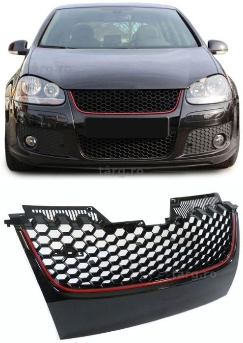 Grila GTI VW GOLF 5 fagure fara emblema - negru / rosu