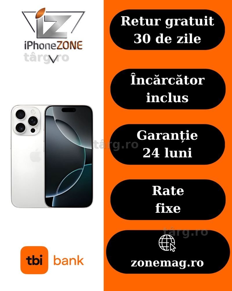 Iphone 16 Pro 256GB 93% Grad A Garantie 24 Luni - zonemag.ro