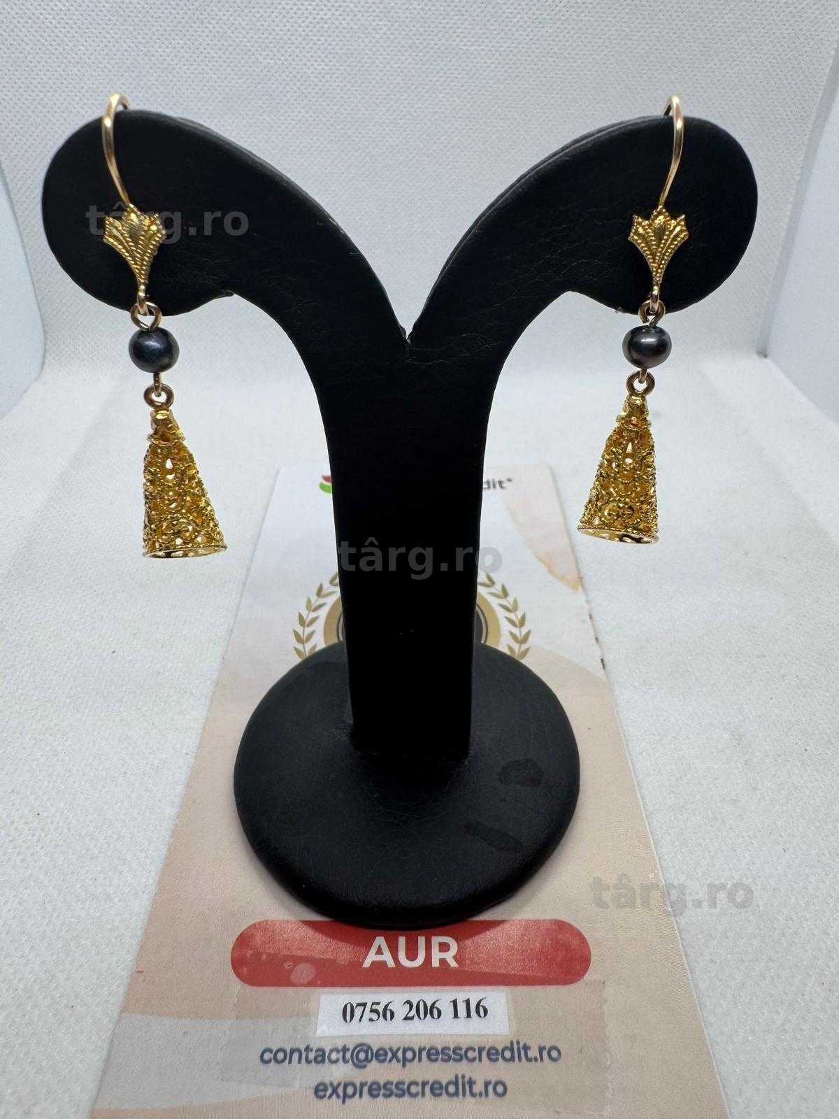 Cercei din aur 14k (69576.1/ 10 Pacurari 1) Garantie 2 ani!