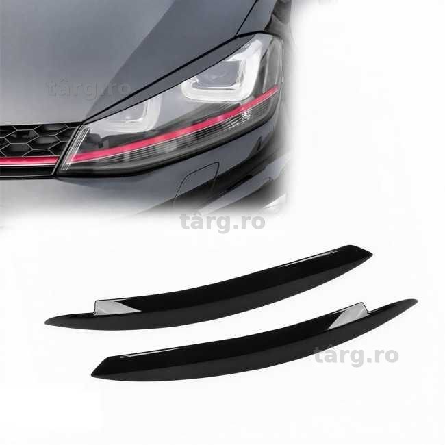 Set Pleoape Faruri Far VW Volkswagen Golf 7 VII 2013-2017, Negru Lucios
