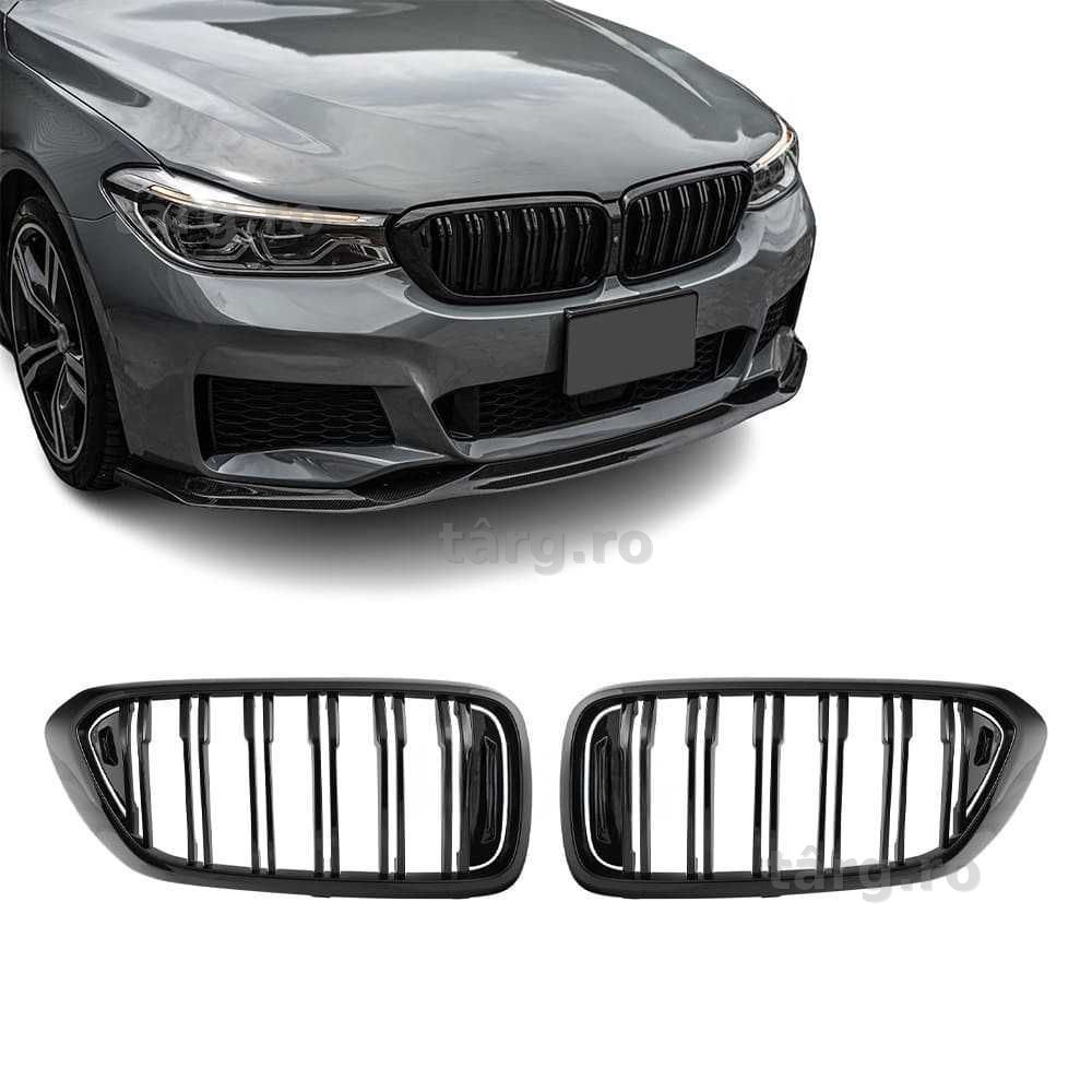 Grile Duble Nari M BMW Seria 6 GT G32 2017-2020, Negru Lucios, Grila Bara Fata