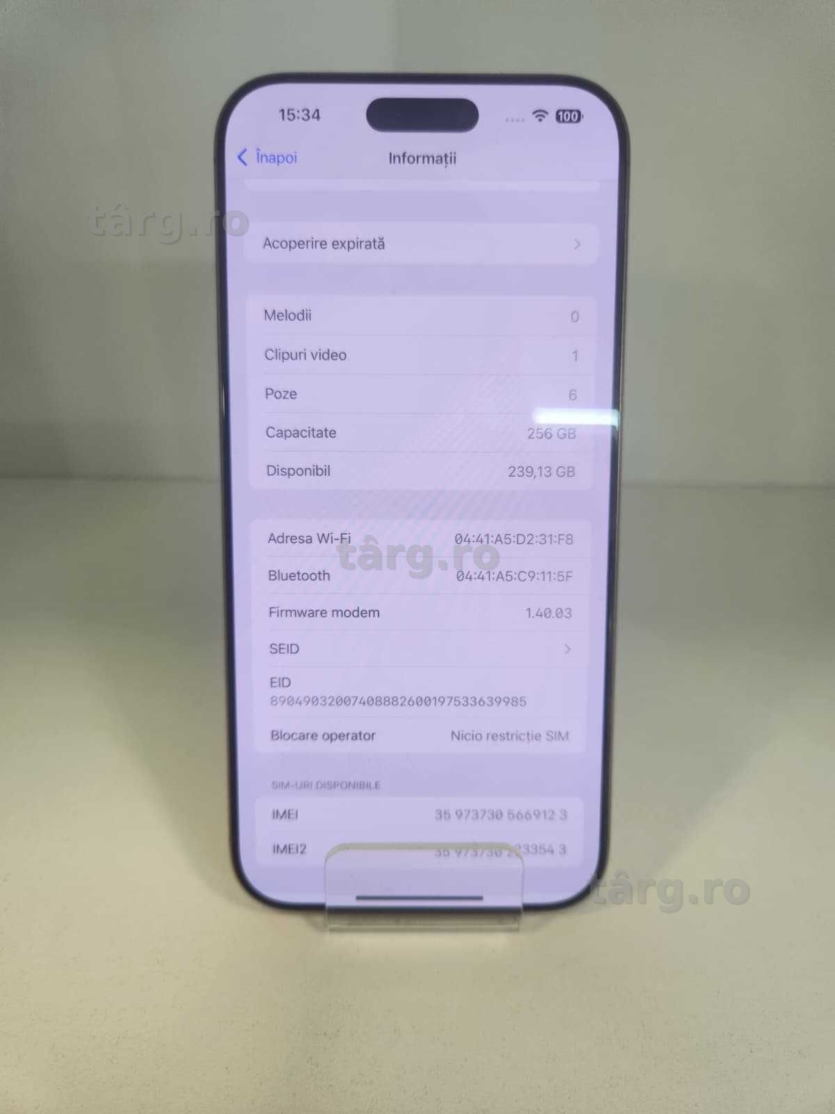 Iphone 16 Pro Max 256GB - Baterie 99% (Ag8 Tudor/B74324) – Garantie 2 Ani! 2