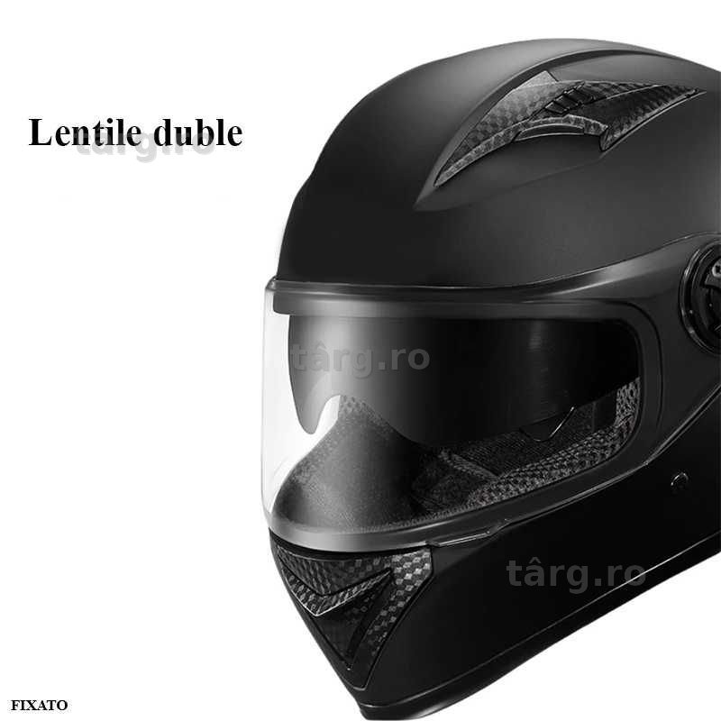 Casca Moto/Scuter/ATV, Viziera Dubla, Esarfa detasabila, Negru 5