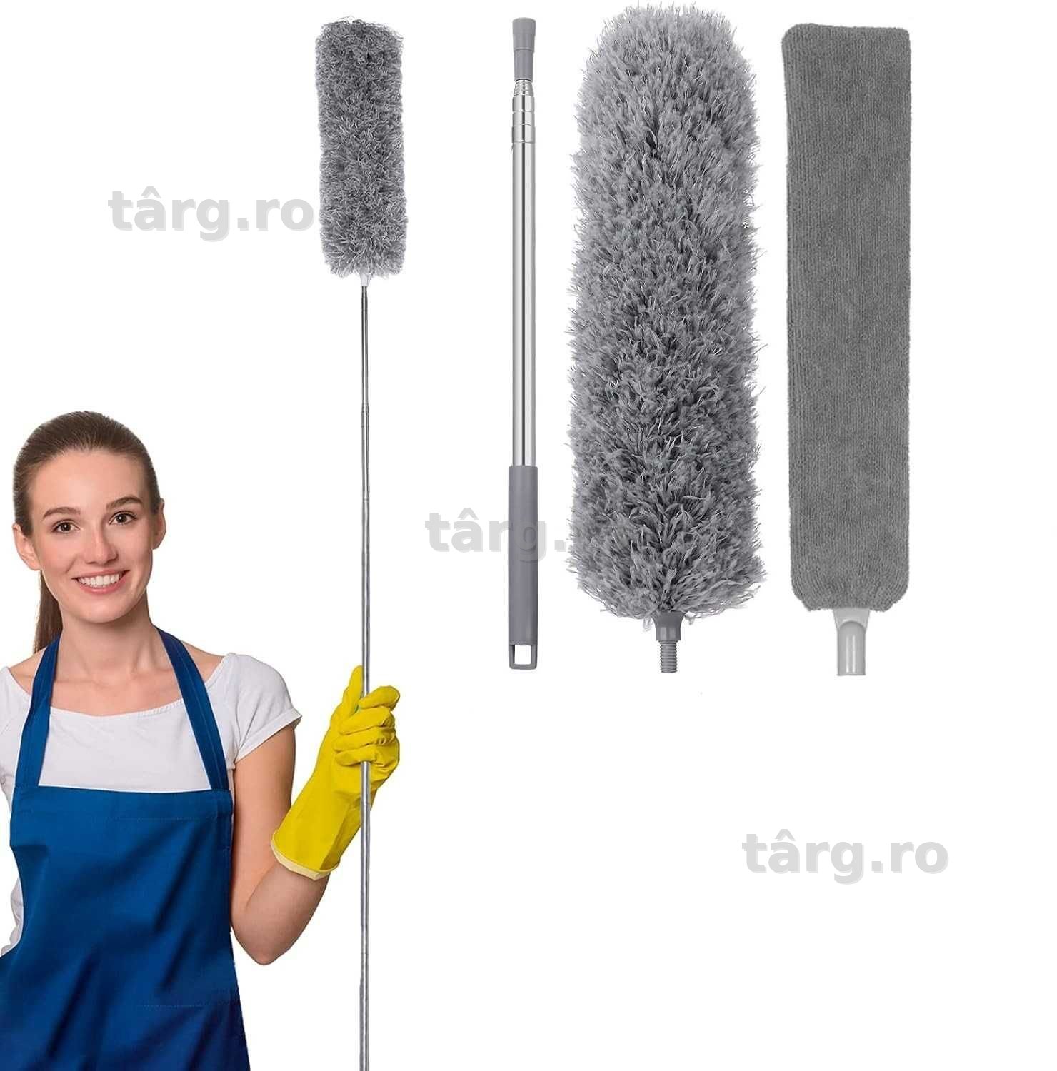 Perie telescopica praf cu 2 capete interschimbabile extensibila 250 cm