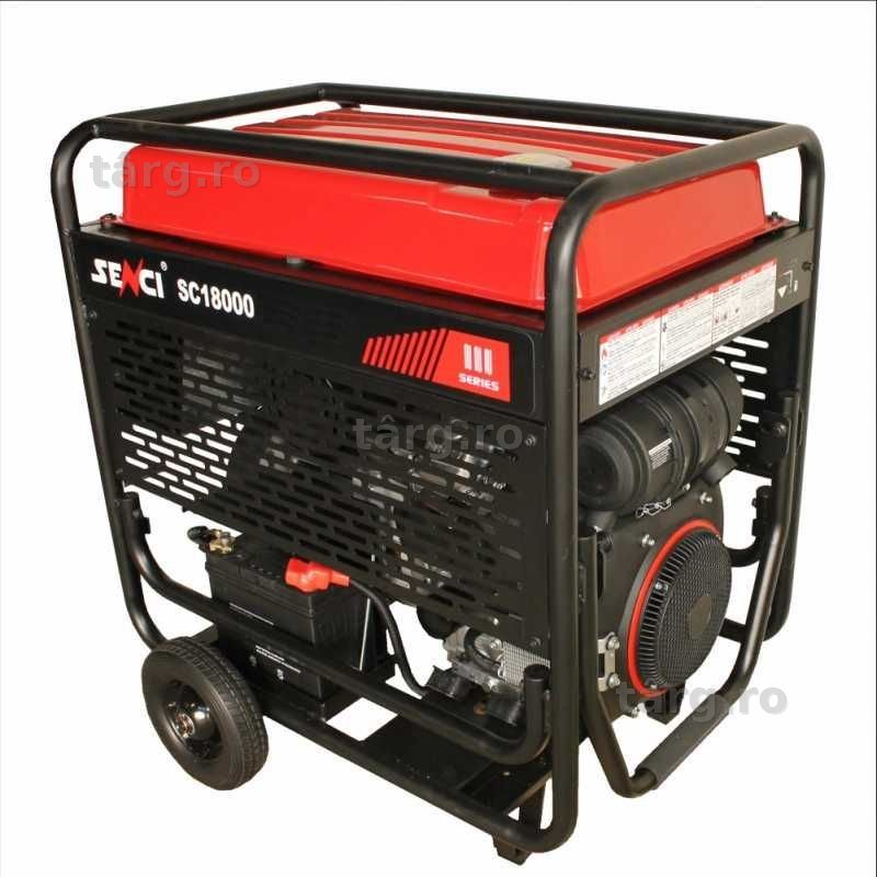 Generator de curent monofazat SENCI SC18000 max. 17 kW, monofazat 230V, AVR, motor benzina fara ATS