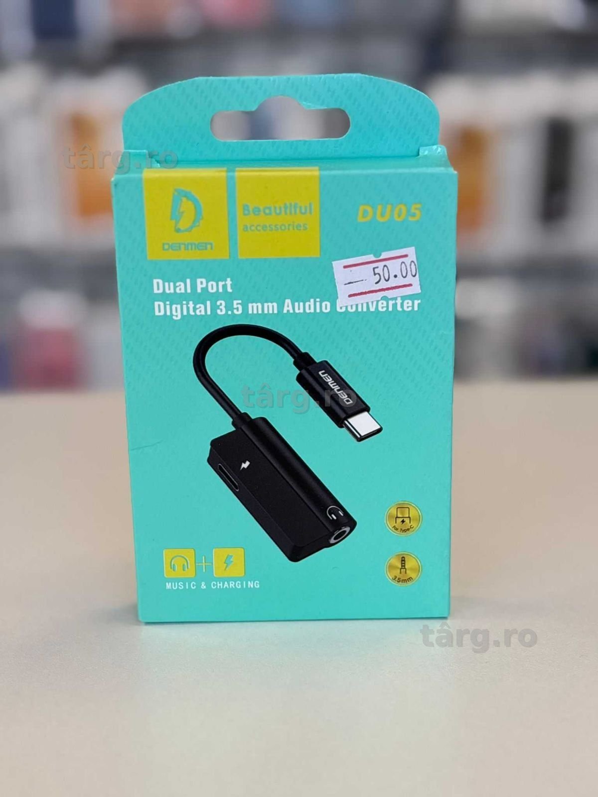 Convertor audio 2 in 1 pentru incarcare si mufa pentru cablu audio