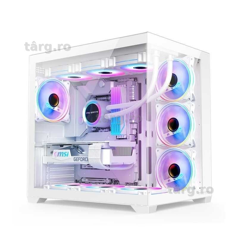 Carcasa Pro Gaming ELITE WHITE, Cube Tower, ATX, fara sursa, 7x ARGB FAN, Controller ARGB