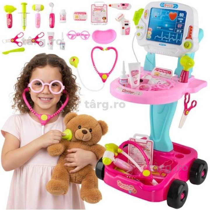 Set de doctor pentru copii 18-in-1 cu carucior lumini sunete joc rol