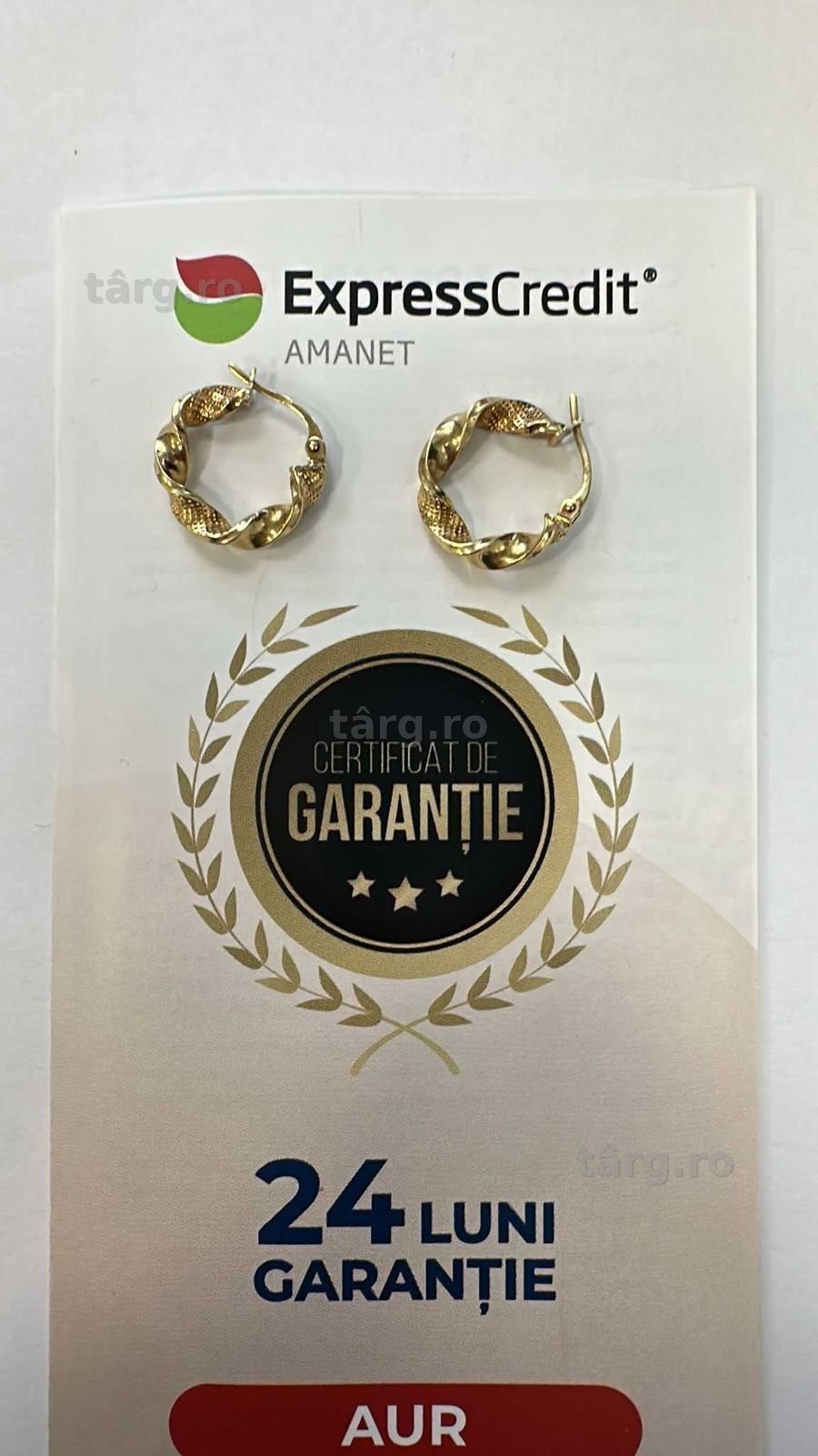 Cercei aur 18K 1.45 gr (AG32 B4841.1-ag45) 2 ANI GARANTIE!