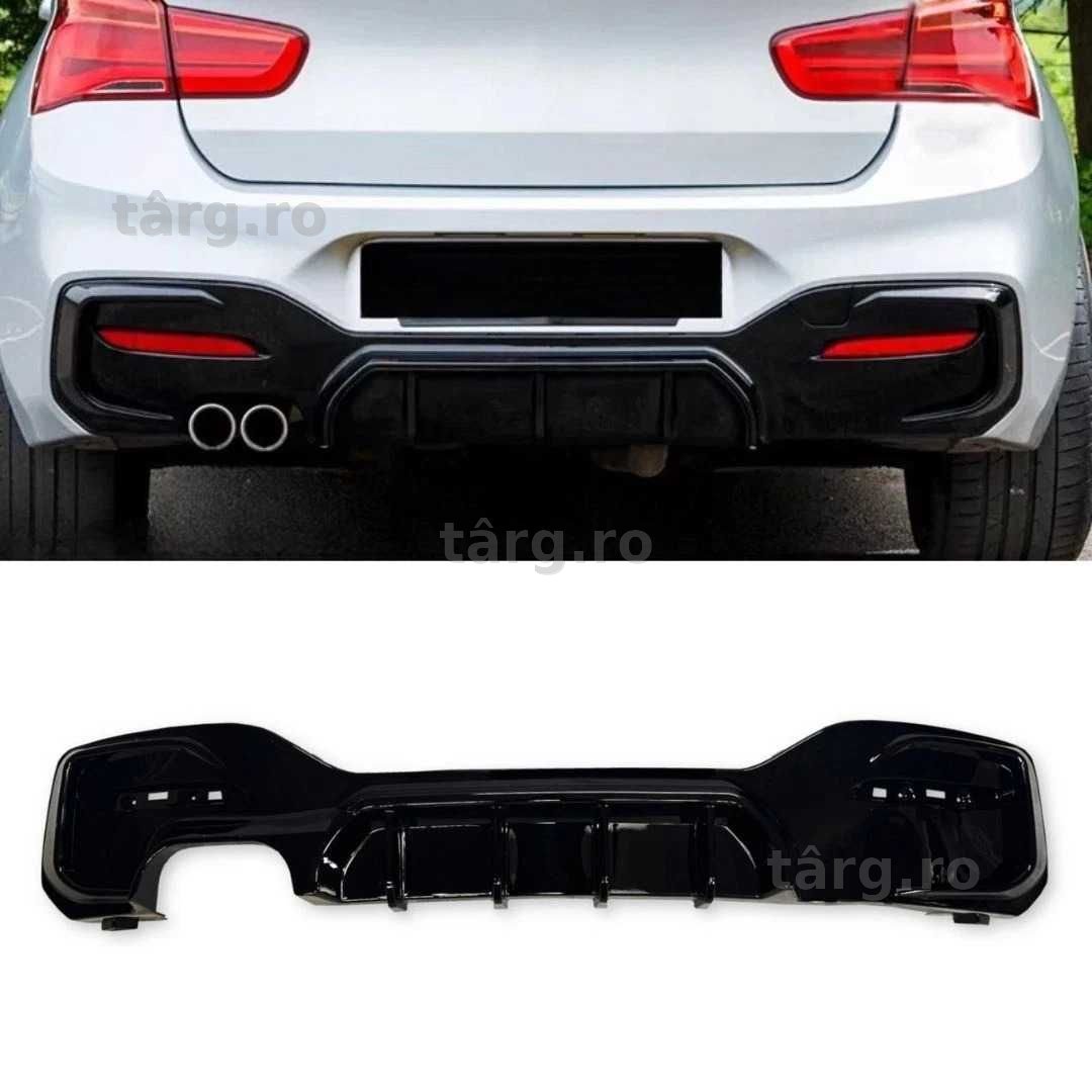 Difuzor Bara Spate M Prelungire Extensie BMW F20 F21 LCI Facelift, Evacuare Stanga, Negru Lucios