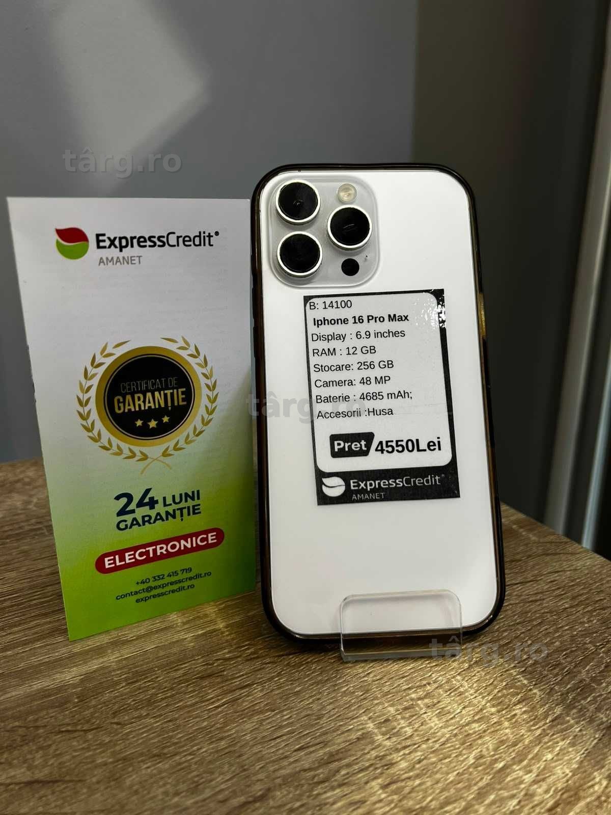 (AG42 Roman) iPhone 16 Pro Max B.14100 Garantie 2 ani