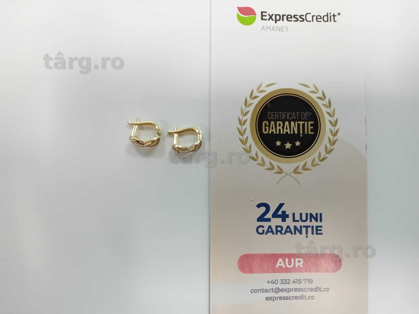 (Ag33) Cercei Aur 14K/Garantie 2 ani 2