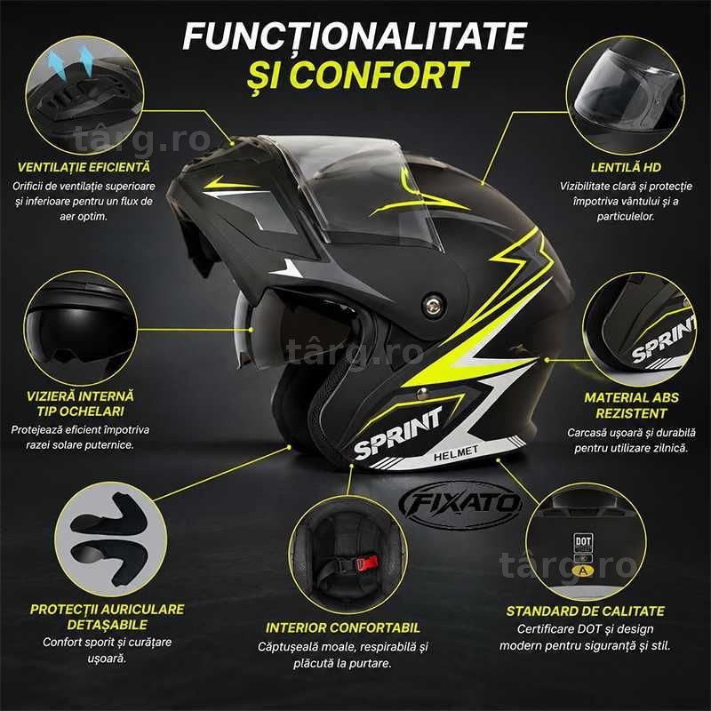 Casca Moto/Scuter Flip-Up, Viziera Dubla, Protectie UV, Verde 3