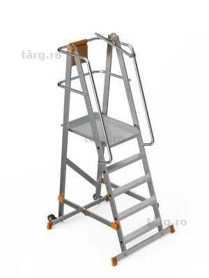 Scara industriala rabatabila pliabila din aluminiu cu 4trepte si platforma 133cm