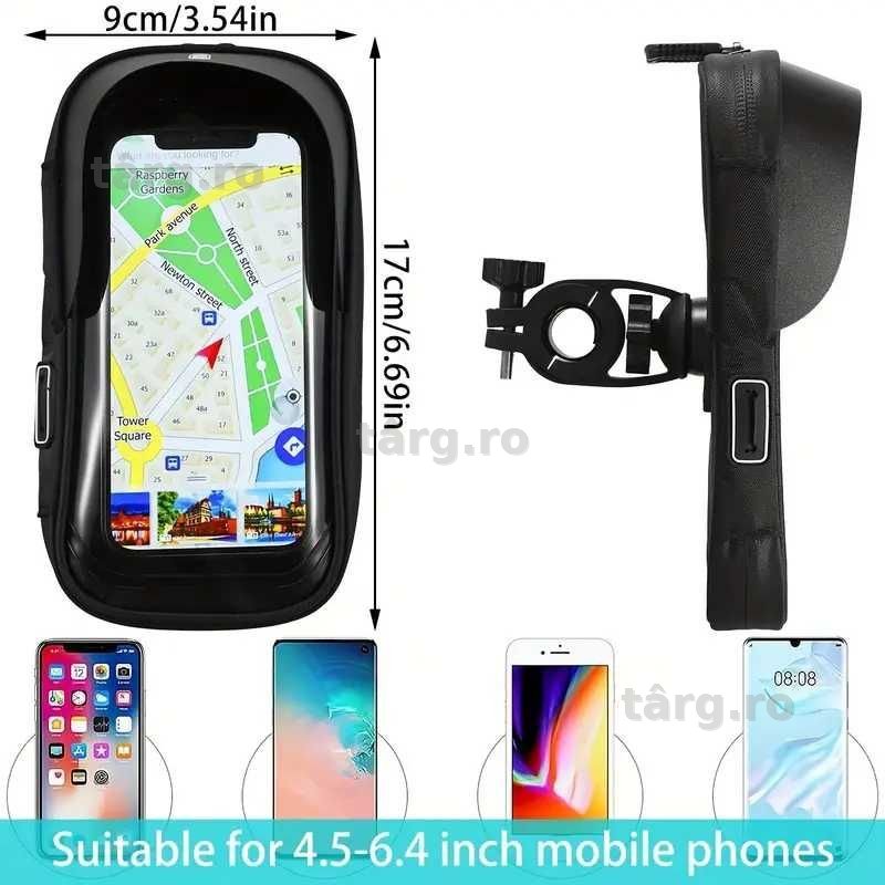 Suport de telefon Bicicleta/Moto/Scuter/Trotineta, montare pe ghidon, rezistent la apa 2