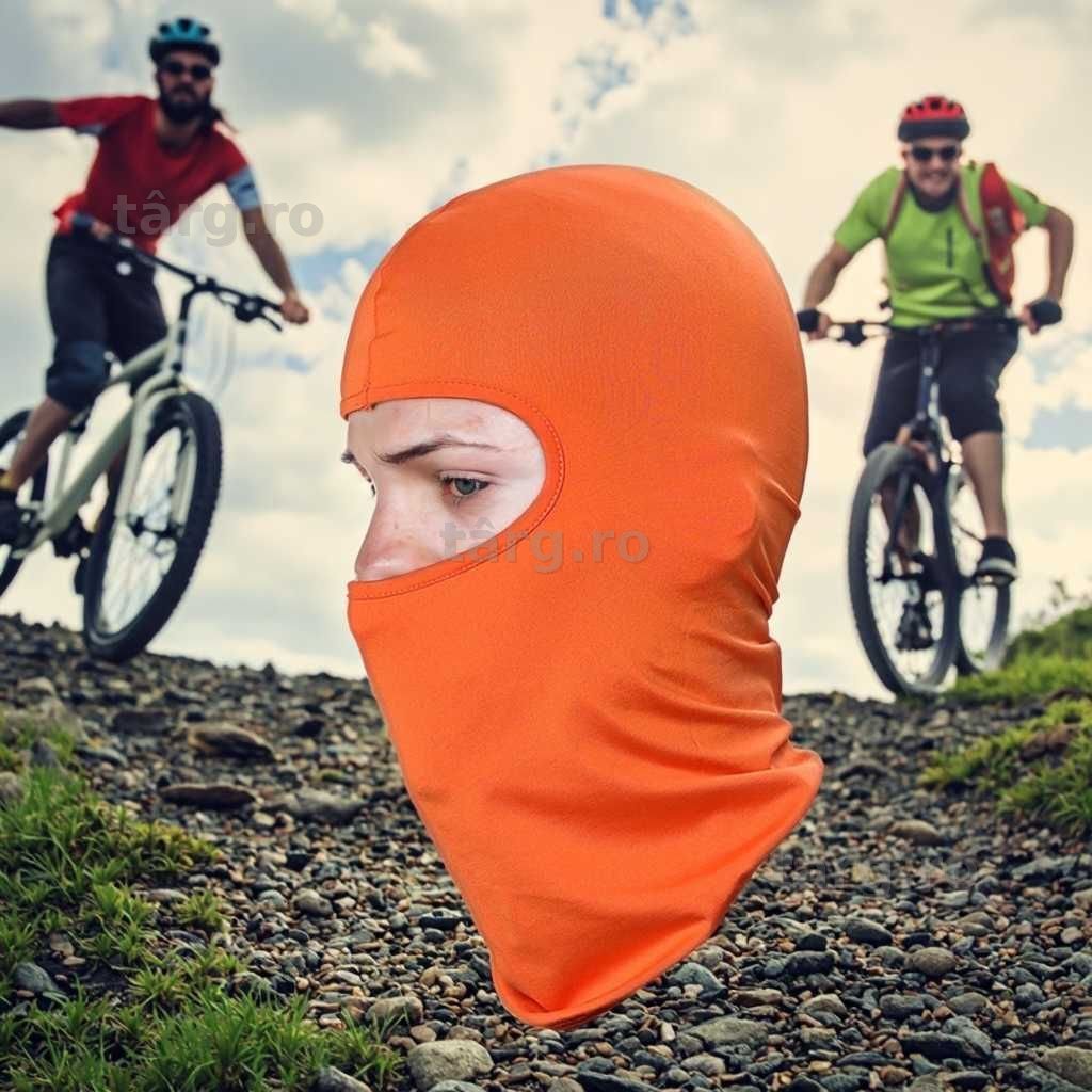 Cagula Moto, Unisex, Material elastic, respirabil, Marime universala, Portocaliu 3