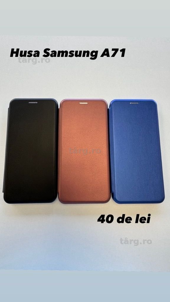 Husa piele ecologica tip carte, Folie, Incarcator, Cablu Samsung A71