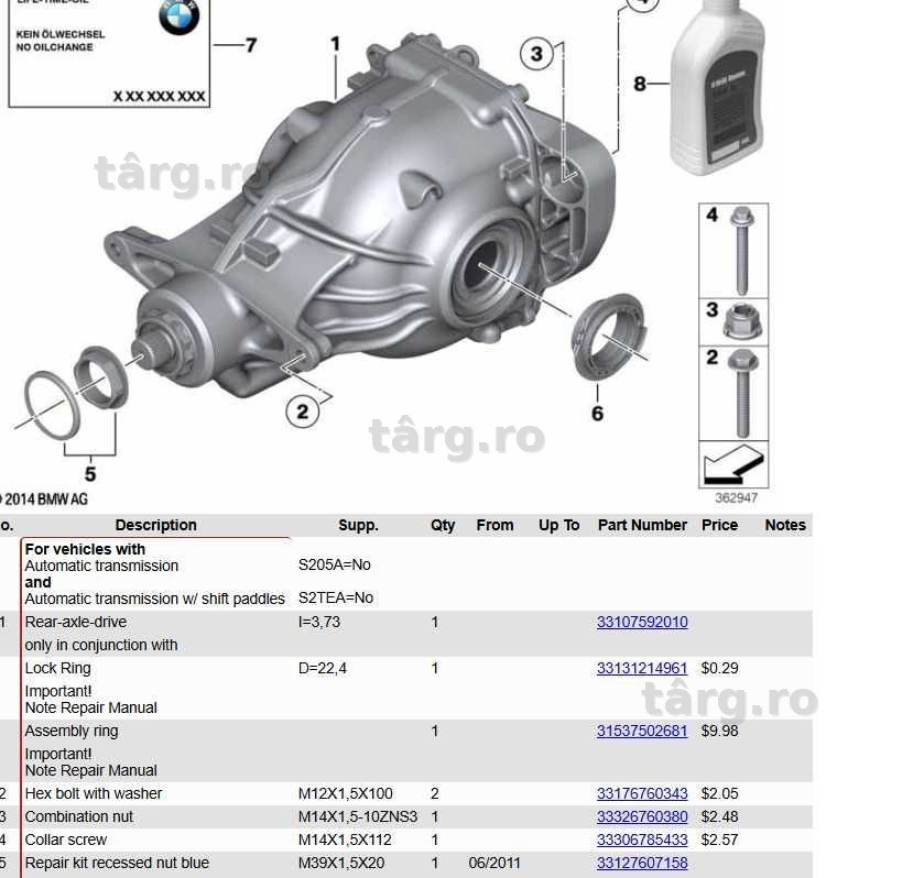 Diferential Punte Jug Discuri Etier Fuzeta Pompa ABS BMW X3 F25 Cardan planetara Cutie viteze transfer BMW X3 F25 2.0d Xdrive