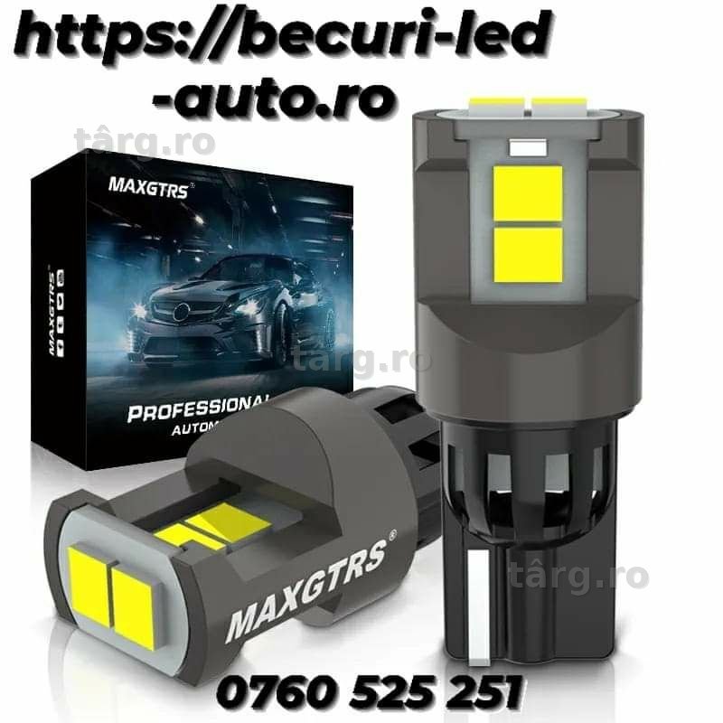 Set Două Becuri Led T10-W5W Can-bus 100% Lumină Galbena  Sau  Alb-Rece