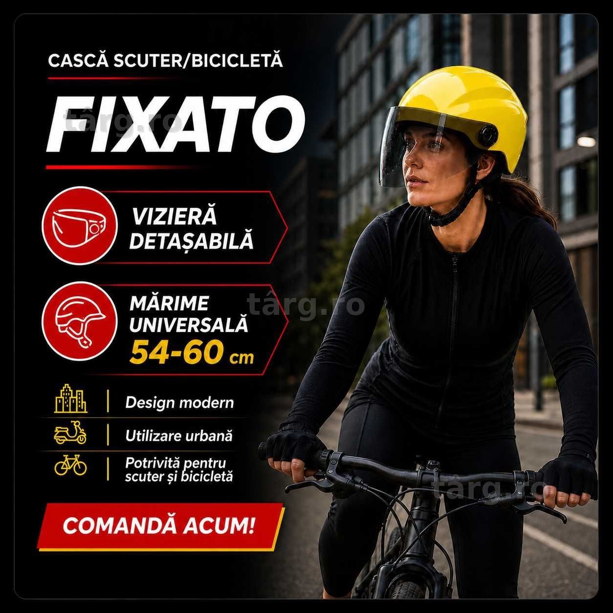 Casca Scuter/Bicicleta electrica unisex, marime universala, Galben 2
