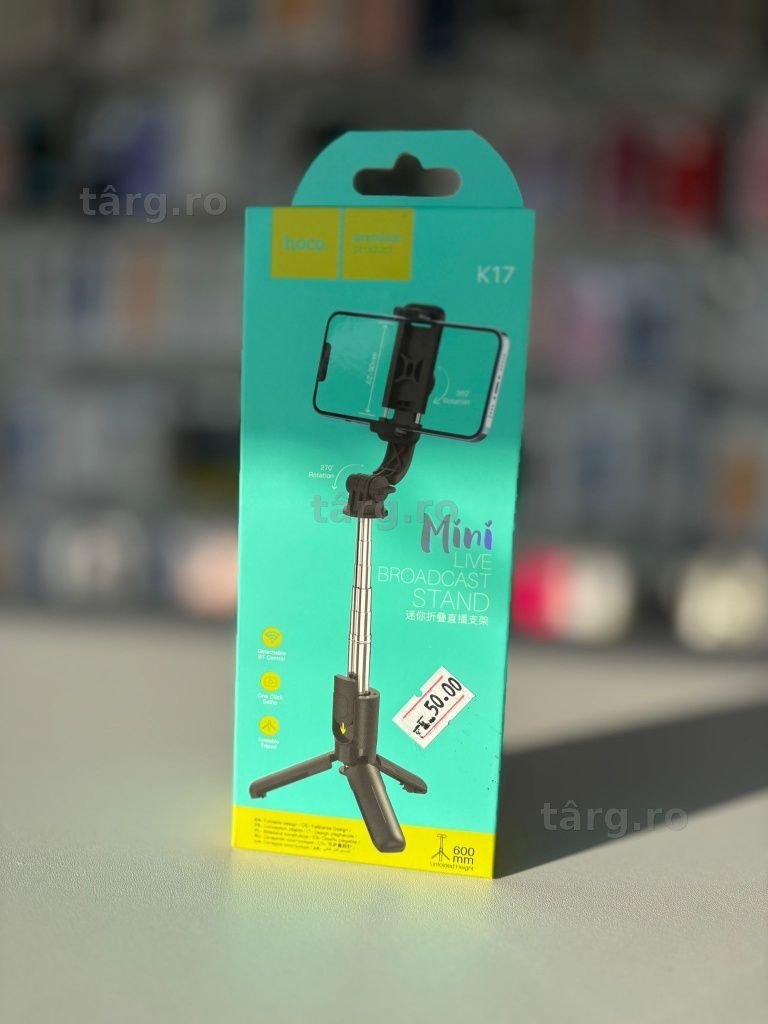 Mini-Suport Stand, Tip Selfie, HOCO K17, 2in1, Telecomanda BT