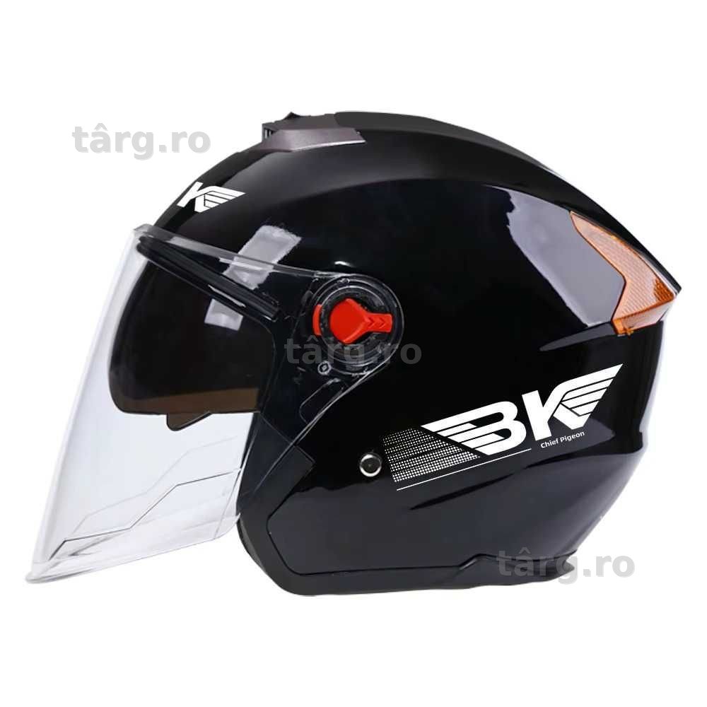 Casca Moto/Scuter/ATV, viziera dubla, marime universala, Negru Lucios